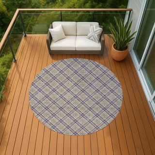 Dalyn Soft Essentials SE3 Plum Machine Washable Area Rug Round Outdoor Lifestyle Image Feature
