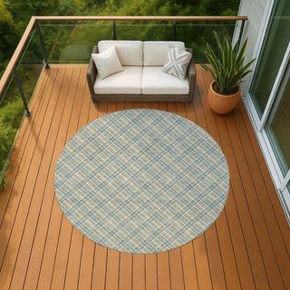 Dalyn Soft Essentials SE3 Seaside Machine Washable Area Rug Round Outdoor Lifestyle Image Feature