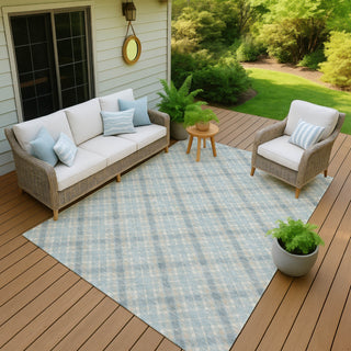 Dalyn Soft Essentials SE3 Sky Machine Washable Area Rug Outdoor Lifestyle Image Feature