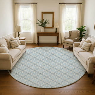 Dalyn Soft Essentials SE3 Sky Machine Washable Area Rug Round Lifestyle Image Feature