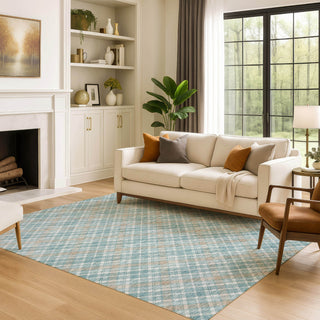 Dalyn Soft Essentials SE3 Teal Machine Washable Area Rug Lifestyle Image Feature