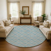 Dalyn Soft Essentials SE3 Teal Machine Washable Area Rug Round Lifestyle Image Feature