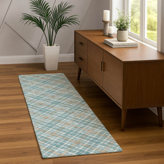 Dalyn Soft Essentials SE3 Teal Machine Washable Area Rug Runner Lifestyle Image Feature