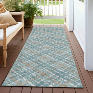 Dalyn Soft Essentials SE3 Teal Machine Washable Area Rug Runner Outdoor Lifestyle Image Feature