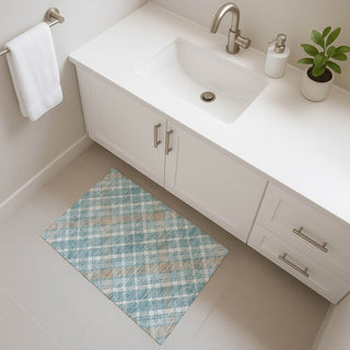 Dalyn Soft Essentials SE3 Teal Machine Washable Area Rug Scatter Lifestyle Image Feature