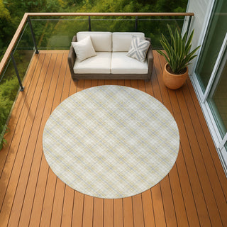 Dalyn Soft Essentials SE3 Wheat Machine Washable Area Rug Round Outdoor Lifestyle Image Feature