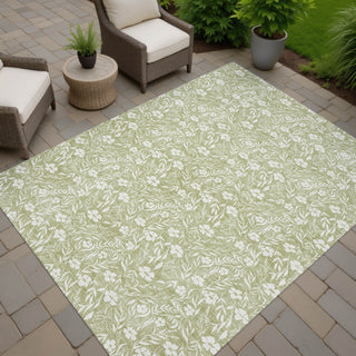 Dalyn Soft Essentials SE4 Aloe Machine Washable Area Rug Outdoor Lifestyle Image Feature