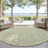 Dalyn Soft Essentials SE4 Aloe Machine Washable Area Rug Round Outdoor Lifestyle Image Feature