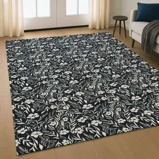 Dalyn Soft Essentials SE4 Black Machine Washable Area Rug Lifestyle Image Feature