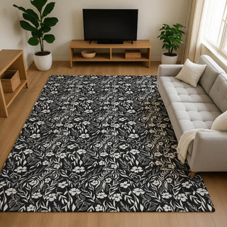 Dalyn Soft Essentials SE4 Black Machine Washable Area Rug Lifestyle Image Feature