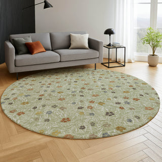 Dalyn Soft Essentials SE4 Cactus Machine Washable Area Rug Round Lifestyle Image Feature