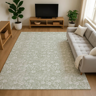 Dalyn Soft Essentials SE4 Celery Machine Washable Area Rug Lifestyle Image Feature
