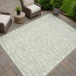 Dalyn Soft Essentials SE4 Celery Machine Washable Area Rug Outdoor Lifestyle Image Feature