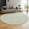 Dalyn Soft Essentials SE4 Celery Machine Washable Area Rug Round Lifestyle Image Feature