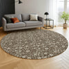 Dalyn Soft Essentials SE4 Chocolate Machine Washable Area Rug Round Lifestyle Image Feature