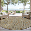 Dalyn Soft Essentials SE4 Coffee Machine Washable Area Rug Round Outdoor Lifestyle Image Feature