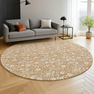 Dalyn Soft Essentials SE4 Copper Machine Washable Area Rug Round Lifestyle Image Feature