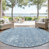 Dalyn Soft Essentials SE4 Denim Machine Washable Area Rug Round Outdoor Lifestyle Image Feature