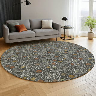 Dalyn Soft Essentials SE4 Graphite Machine Washable Area Rug Round Lifestyle Image Feature