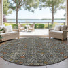 Dalyn Soft Essentials SE4 Graphite Machine Washable Area Rug Round Outdoor Lifestyle Image Feature
