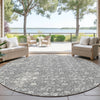 Dalyn Soft Essentials SE4 Gray Machine Washable Area Rug Round Outdoor Lifestyle Image Feature
