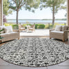 Dalyn Soft Essentials SE4 Ivory Machine Washable Area Rug Round Outdoor Lifestyle Image Feature