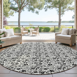 Dalyn Soft Essentials SE4 Ivory Machine Washable Area Rug Round Outdoor Lifestyle Image Feature