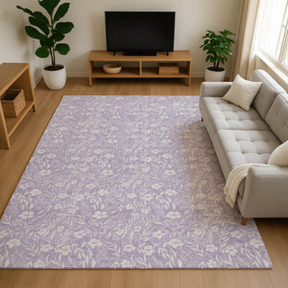 Dalyn Soft Essentials SE4 Lavender Machine Washable Area Rug Lifestyle Image Feature