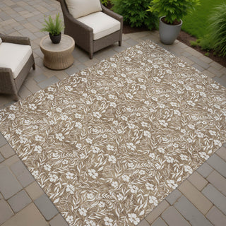 Dalyn Soft Essentials SE4 Mocha Machine Washable Area Rug Outdoor Lifestyle Image Feature