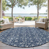 Dalyn Soft Essentials SE4 Navy Machine Washable Area Rug Round Outdoor Lifestyle Image Feature