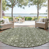 Dalyn Soft Essentials SE4 Olive Machine Washable Area Rug Round Outdoor Lifestyle Image Feature