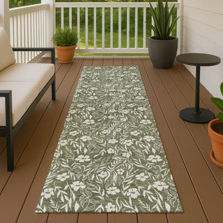 Dalyn Soft Essentials SE4 Olive Machine Washable Area Rug Runner Outdoor Lifestyle Image Feature