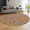 Dalyn Soft Essentials SE4 Paprika Machine Washable Area Rug Round Lifestyle Image Feature