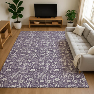 Dalyn Soft Essentials SE4 Purple Machine Washable Area Rug Lifestyle Image Feature