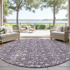 Dalyn Soft Essentials SE4 Purple Machine Washable Area Rug Round Outdoor Lifestyle Image Feature