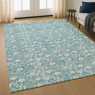 Dalyn Soft Essentials SE4 Teal Machine Washable Area Rug Lifestyle Image Feature