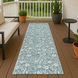Dalyn Soft Essentials SE4 Teal Machine Washable Area Rug Runner Outdoor Lifestyle Image Feature