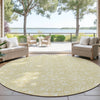 Dalyn Soft Essentials SE4 Wheat Machine Washable Area Rug Round Outdoor Lifestyle Image Feature