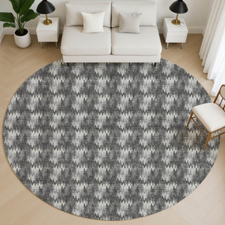 Dalyn Soft Essentials SE5 Black Area Rug Round Lifestyle Image Feature