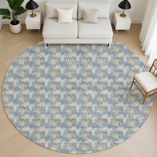 Dalyn Soft Essentials SE5 Blue Area Rug Round Lifestyle Image Feature