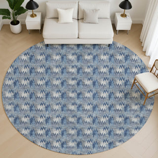 Dalyn Soft Essentials SE5 Denim Area Rug Round Lifestyle Image Feature