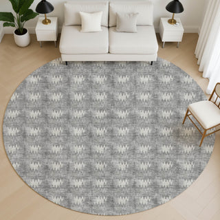 Dalyn Soft Essentials SE5 Graphite Area Rug Round Lifestyle Image Feature
