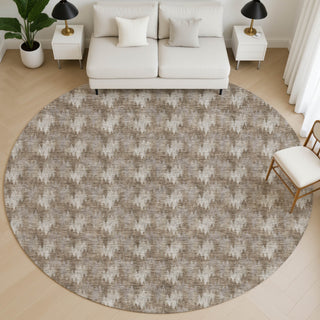 Dalyn Soft Essentials SE5 Mocha Area Rug Round Lifestyle Image Feature