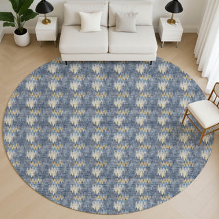 Dalyn Soft Essentials SE5 Navy Area Rug Round Lifestyle Image Feature