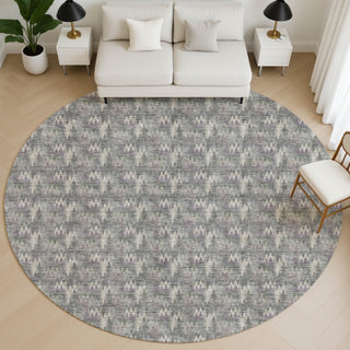 Dalyn Soft Essentials SE5 Pewter Area Rug Round Lifestyle Image Feature