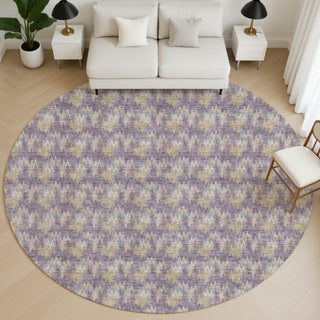 Dalyn Soft Essentials SE5 Plum Area Rug Round Lifestyle Image Feature