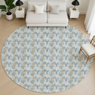 Dalyn Soft Essentials SE5 Seaside Area Rug Round Lifestyle Image Feature
