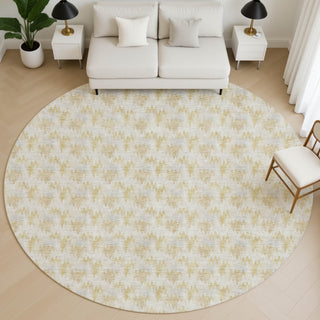 Dalyn Soft Essentials SE5 Wheat Area Rug Round Lifestyle Image Feature