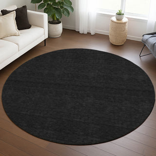 Dalyn Soft Essentials SE6 Black Area Rug Round Lifestyle Image Feature