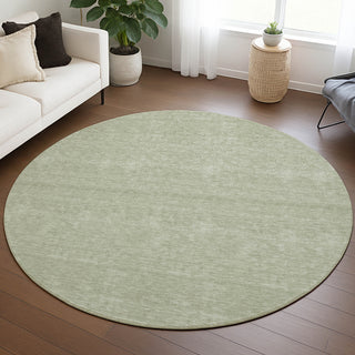 Dalyn Soft Essentials SE6 Celery Area Rug Round Lifestyle Image Feature